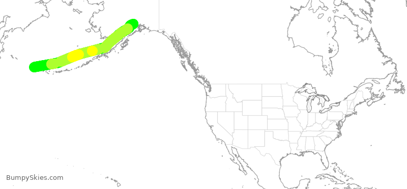 Turbulence forecast map for SPR07, SYA to ANC