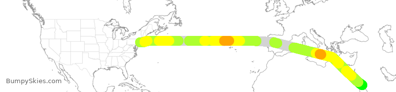 Turbulence forecast map for SVA020, JFK to EJN