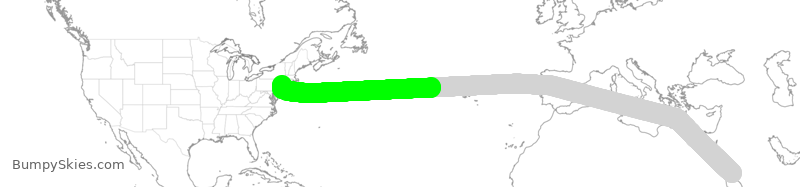 Turbulence forecast map for SVA021, EJN to JFK