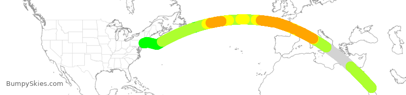 Turbulence forecast map for SVA023, JED to JFK
