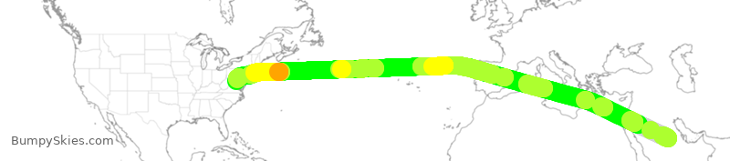 Turbulence forecast map for SVA037, RUH to IAD