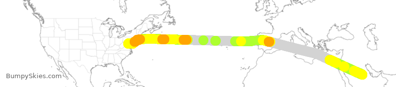 Turbulence forecast map for SVA038, IAD to ERK
