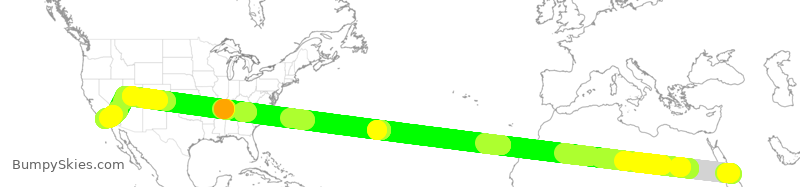 Turbulence forecast map for SVA041, JED to LAX