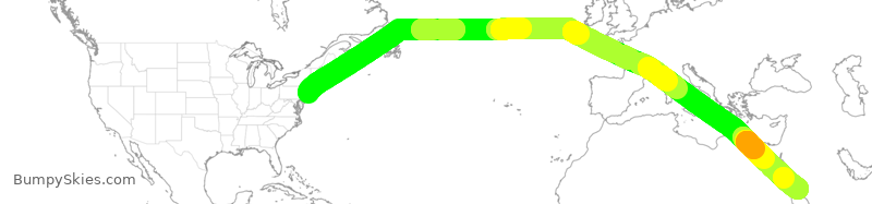Turbulence forecast map for SVA042, JFK to JED