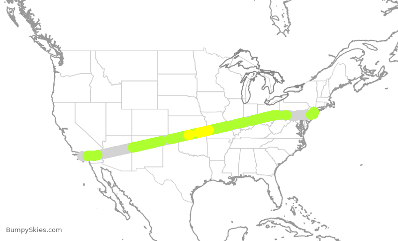 Turbulence forecast map for SVA042, LAX to JFK