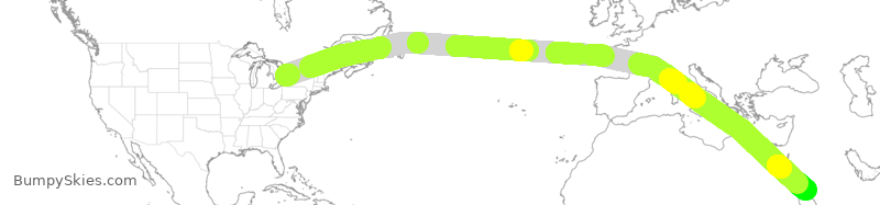 Turbulence forecast map for SVA062, YYZ to EJN