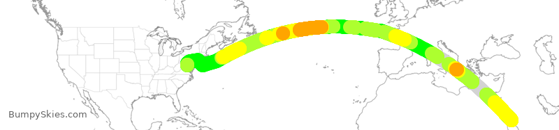 Turbulence forecast map for SVA35, JED to IAD