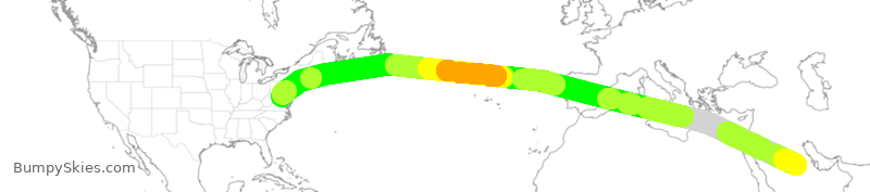 Turbulence forecast map for SVA37, RUH to IAD