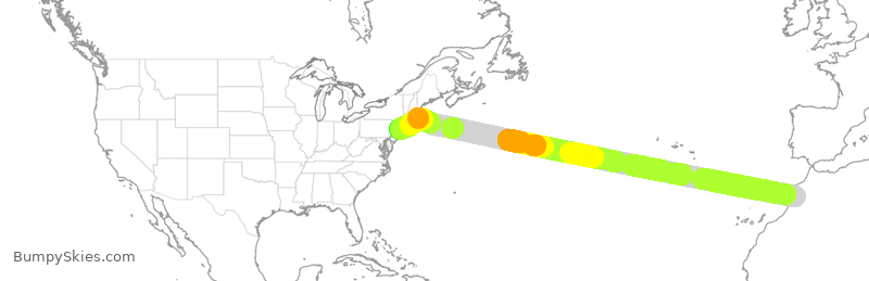 Turbulence forecast map for SVA7111, MMX to JFK