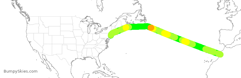 Turbulence forecast map for SVA7111, JFK to MMX