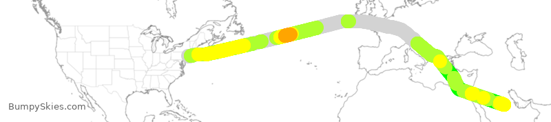 Turbulence forecast map for SVA902, JFK to RUH