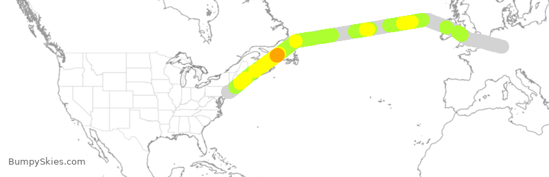Turbulence forecast map for SVA926, JFK to FRA
