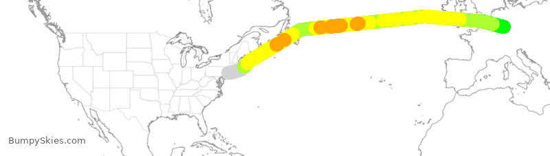 Turbulence forecast map for SVA928, JFK to FRA