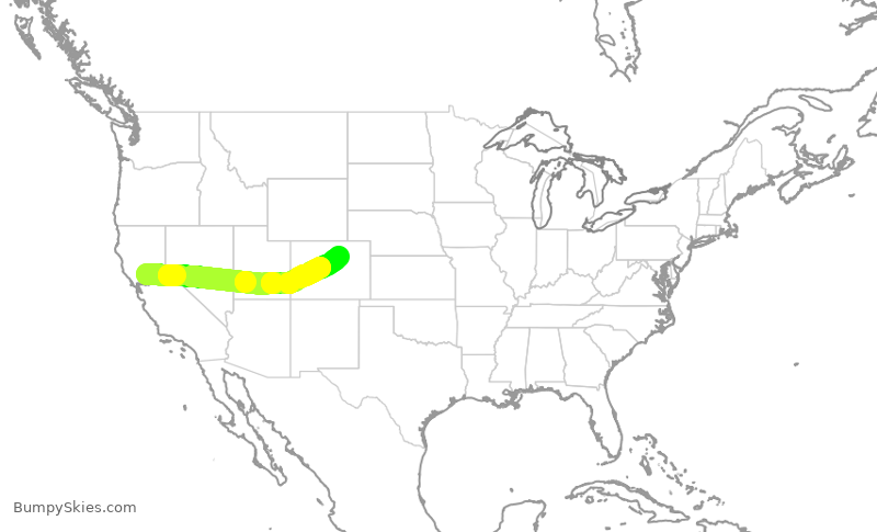 Turbulence forecast map for SWA1001, SMF to DEN