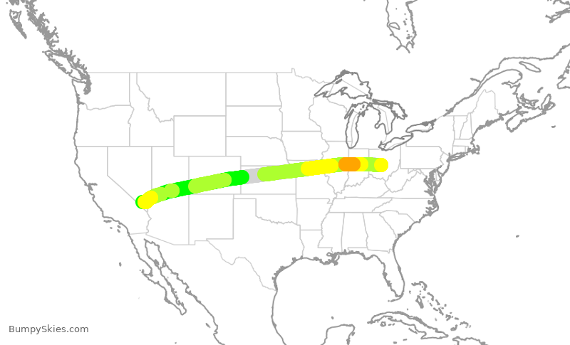 Turbulence forecast map for SWA1006, CMH to LAS