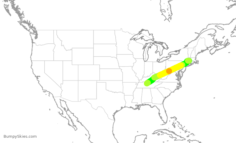 Turbulence forecast map for SWA1009, BDL to BNA