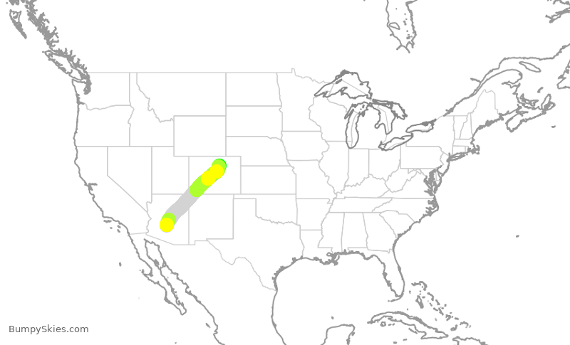 Turbulence forecast map for SWA1009, PHX to DEN