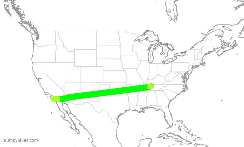 Turbulence forecast map for SWA1017, SAN to BNA