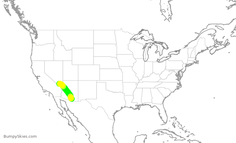 Turbulence forecast map for SWA1029, TUS to LAS