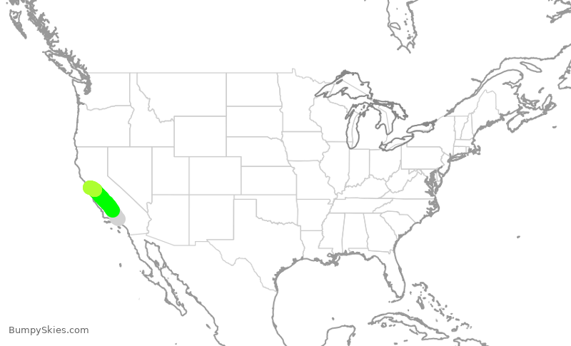 Turbulence forecast map for SWA1031, BUR to OAK