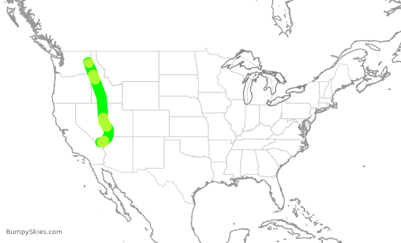 Turbulence forecast map for SWA1035, GEG to LAS