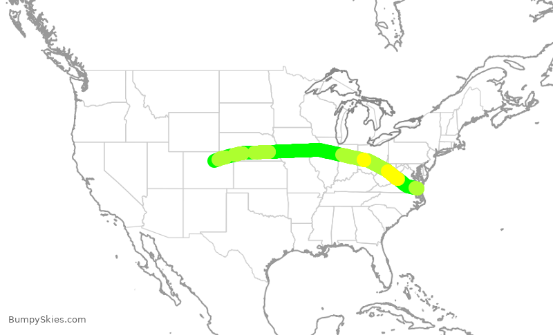 Turbulence forecast map for SWA1037, ORF to DEN