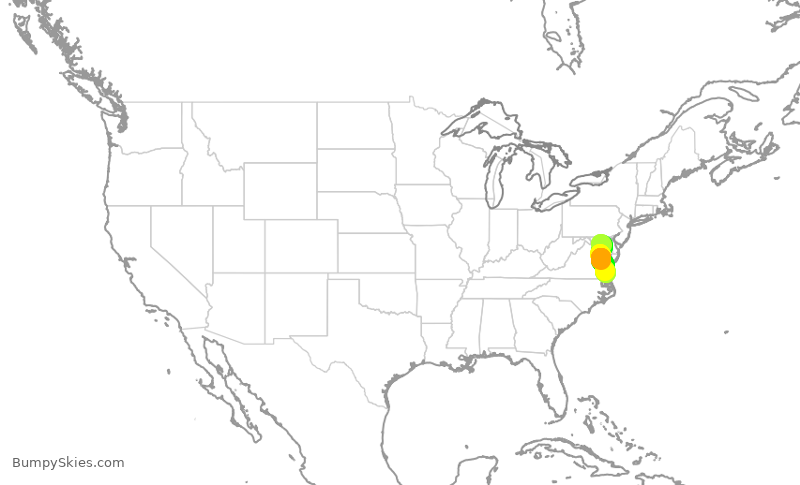 Turbulence forecast map for SWA1040, BWI to ORF