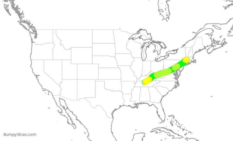 Turbulence forecast map for SWA1045, BDL to BNA