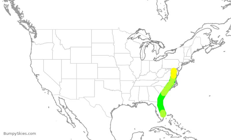 Turbulence forecast map for SWA1045, BWI to PBI