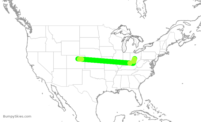 Turbulence forecast map for SWA1045, DEN to CMH