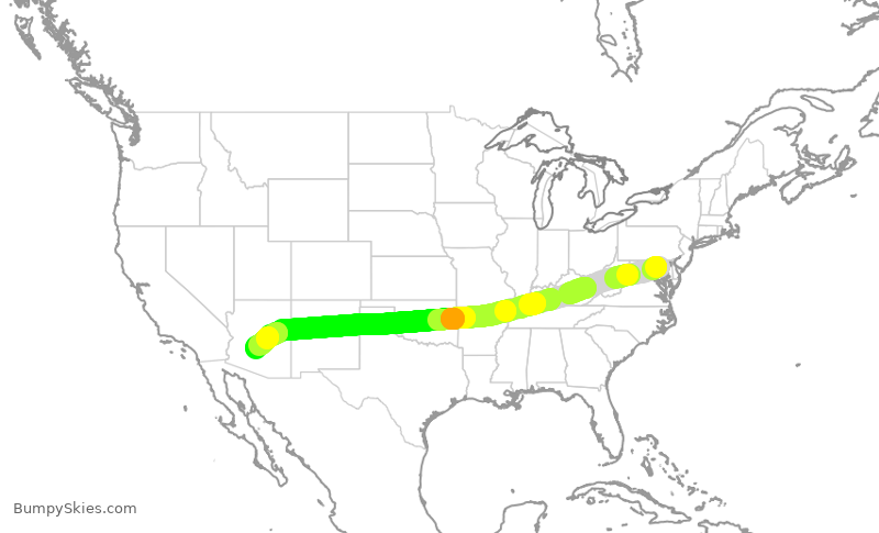 Turbulence forecast map for SWA1049, BWI to PHX