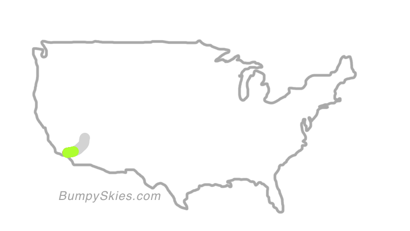 Map of continental US with illustrated flight path and turbulence forecast (described in text below)
