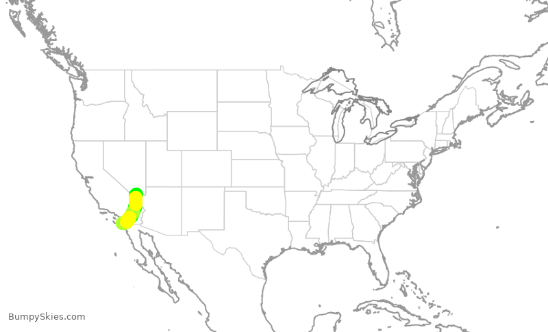 Turbulence forecast map for SWA1057, LAS to SAN