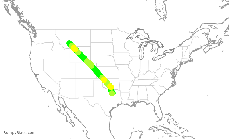 Turbulence forecast map for SWA1059, DAL to BZN