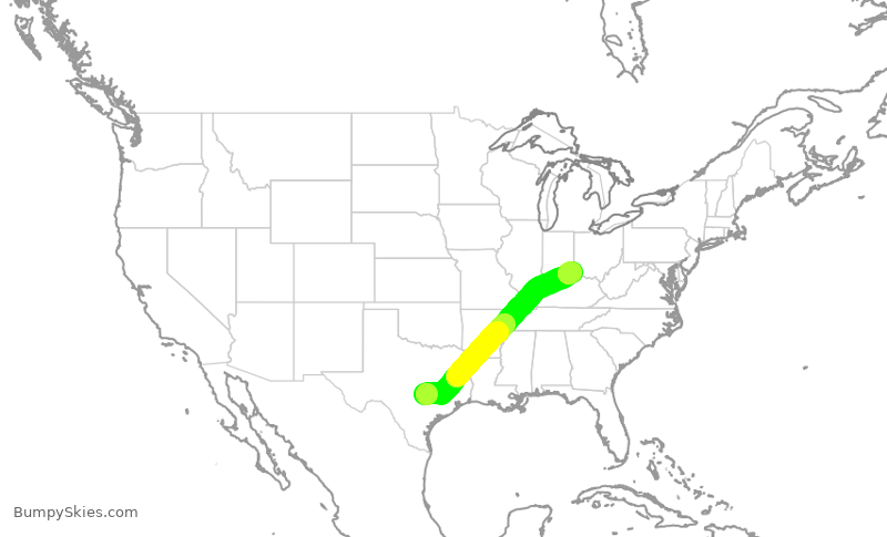 Turbulence forecast map for SWA1065, AUS to CVG