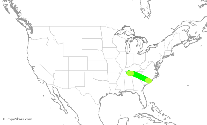 Turbulence forecast map for SWA1065, BNA to MYR