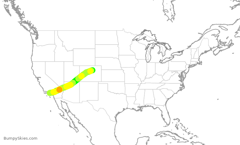 Turbulence forecast map for SWA1071, DEN to LAX