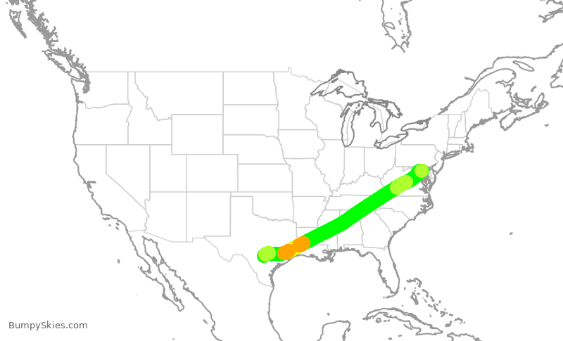 Turbulence forecast map for SWA1078, BWI to SAT