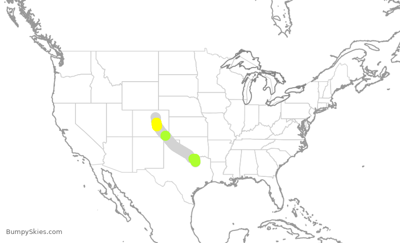 Turbulence forecast map for SWA1078, DEN to DAL