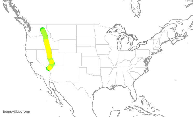 Turbulence forecast map for SWA1082, LAS to GEG