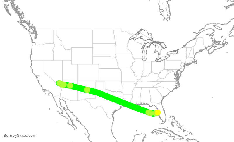 Turbulence forecast map for SWA1082, TPA to LAS