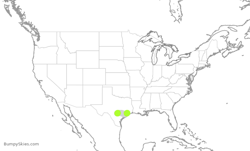 Turbulence forecast map for SWA1088, SAT to HOU