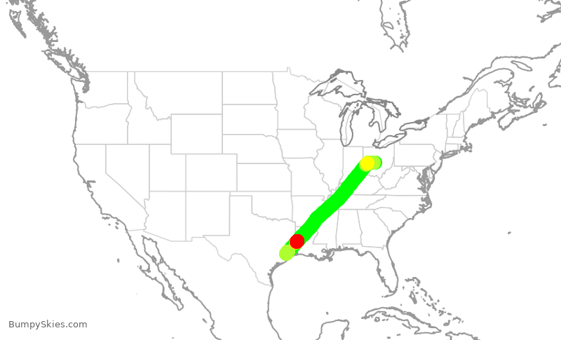 Turbulence forecast map for SWA1089, CMH to HOU