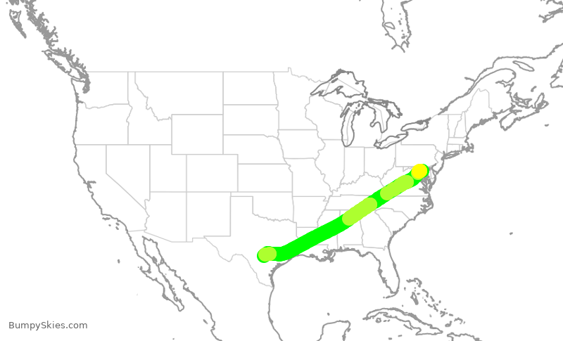 Turbulence forecast map for SWA1090, BWI to SAT