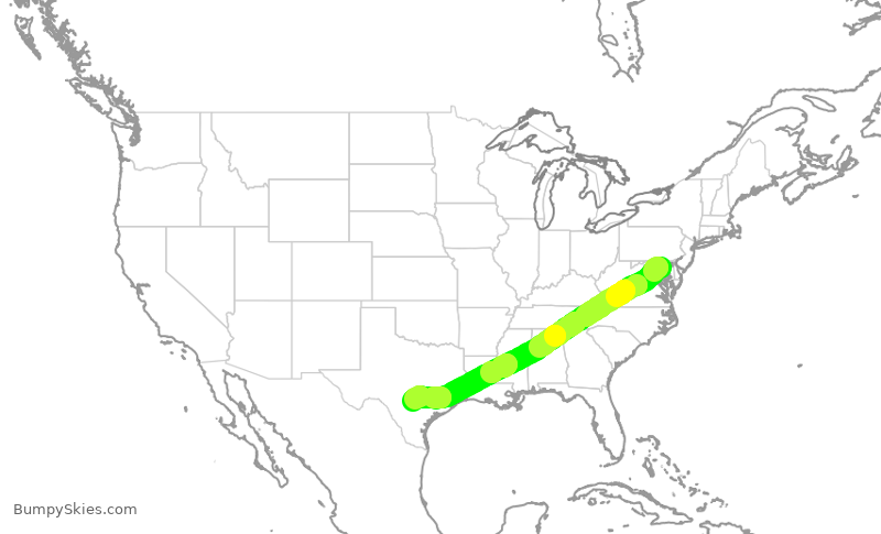 Turbulence forecast map for SWA1091, BWI to SAT