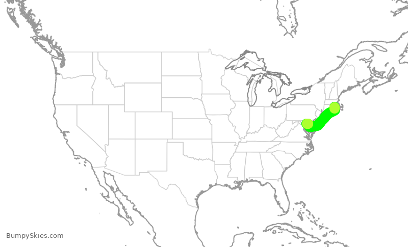 Turbulence forecast map for SWA1094, PVD to BWI