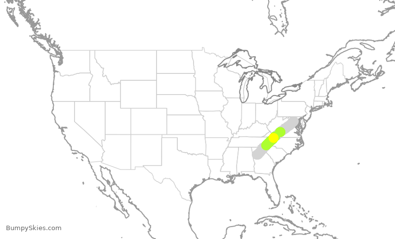 Turbulence forecast map for SWA1096, DCA to ATL