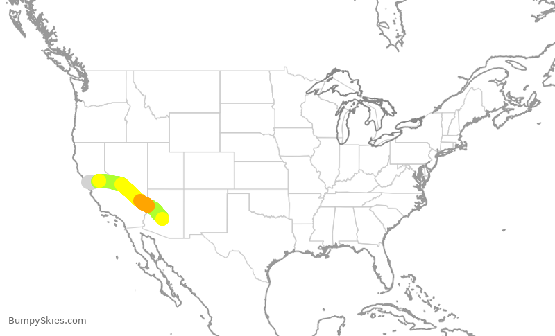 Turbulence forecast map for SWA1097, PHX to OAK