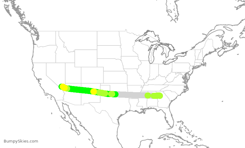 Turbulence forecast map for SWA1108, ATL to LAS