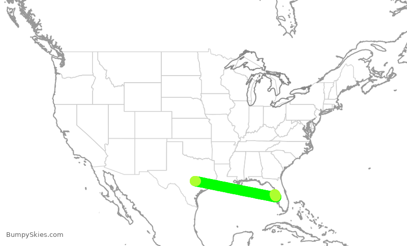 Turbulence forecast map for SWA1108, AUS to TPA